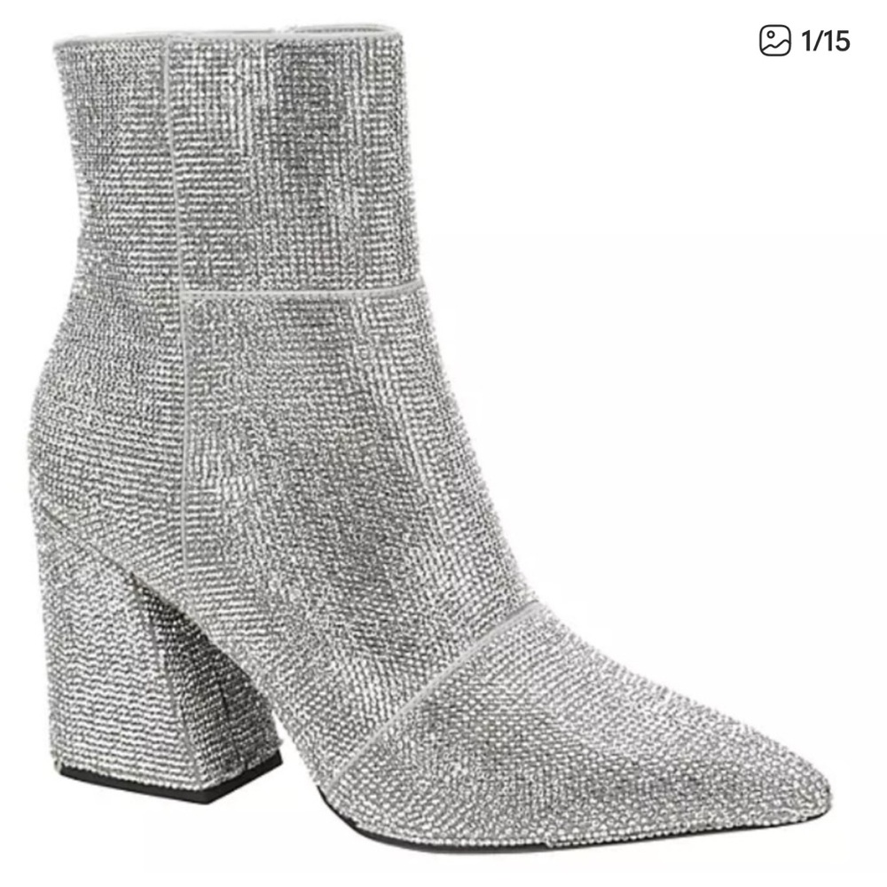 Madden Girl Silver Rhinestone Heeled Boots
